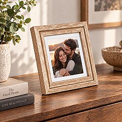 Ahşap Modern Bronz Gold Mini Fotoğraf Çerçevesi - 10x10cm - NobbyStar (1)