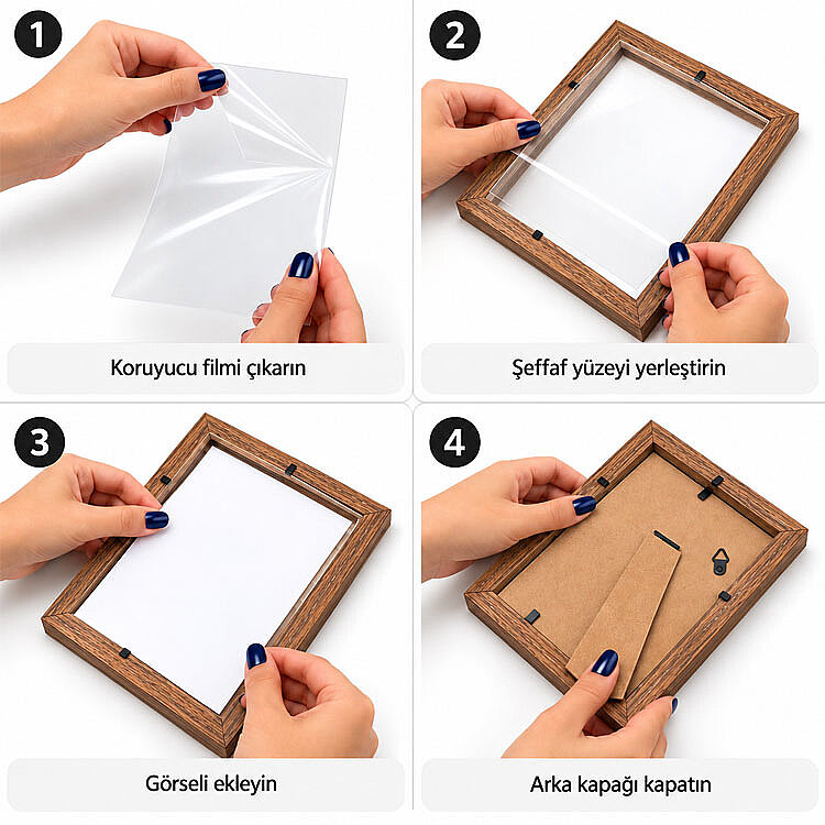 Ahşap Paspartulu Ceviz Rengi Fotoğraf Çerçevesi - 10x15cm - 3