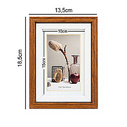 Ahşap Paspartulu Ceviz Rengi Fotoğraf Çerçevesi - 10x15cm - 4