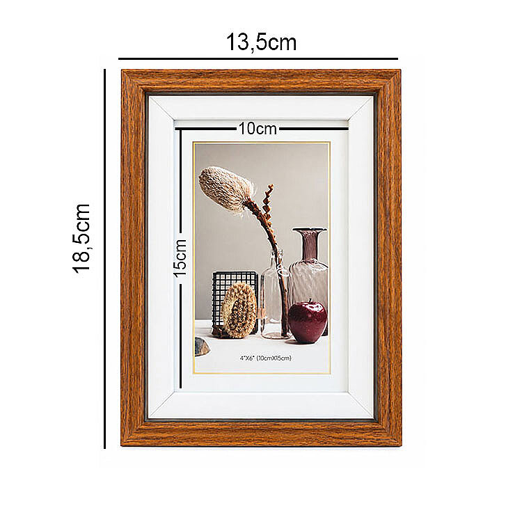 Ahşap Paspartulu Ceviz Rengi Fotoğraf Çerçevesi - 10x15cm - 4