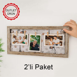 2'li Paket Ahşap İpli Fotoğraf Çerçevesi - 20x40 - 1