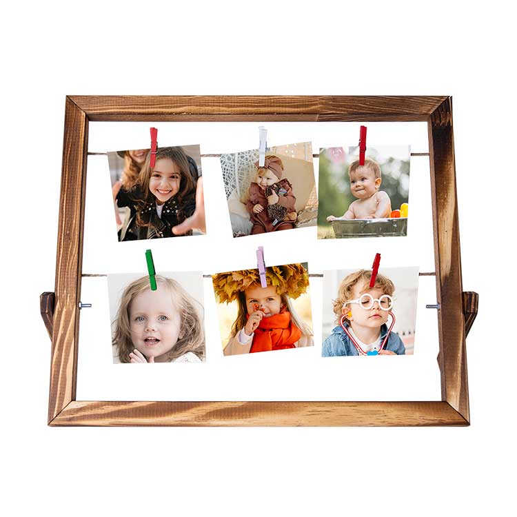 Ahşap Masaüstü Standlı İpli Mandallı Anı Fotoğraf Çerçevesi - 3
