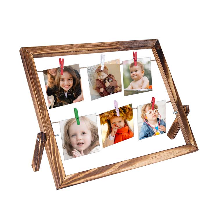 Ahşap Masaüstü Standlı İpli Mandallı Anı Fotoğraf Çerçevesi - 1