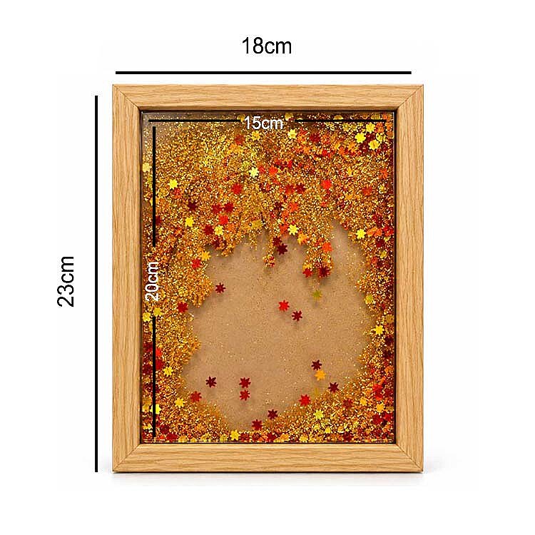 Ahşap Sulu Altın Simli Fotoğraf Çerçevesi - 15x20cm - 4