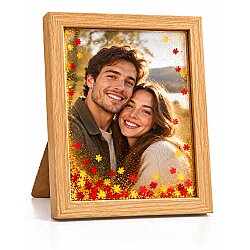Ahşap Sulu Altın Simli Fotoğraf Çerçevesi - 15x20cm - 1