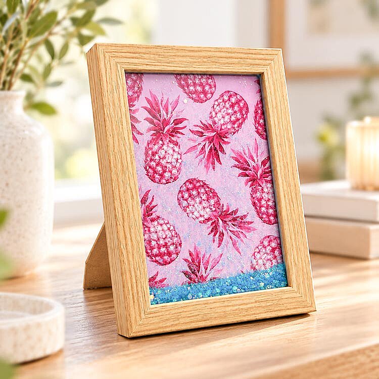 Ahşap Sulu Mavi Simli Fotoğraf Çerçevesi - 10x15cm - 2
