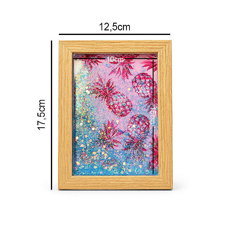 Ahşap Sulu Mavi Simli Fotoğraf Çerçevesi - 10x15cm - 4