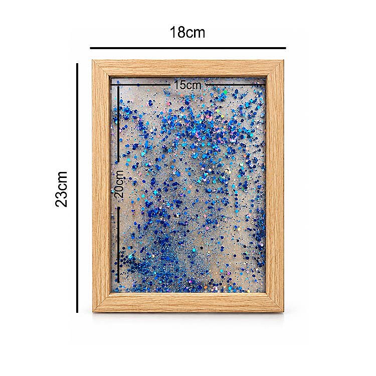 Ahşap Sulu Mavi Simli Fotoğraf Çerçevesi - 15x20cm - 4