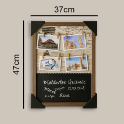 2'li Paket Ahşap Yazı Tahtalı İpli Duvar Fotoğraf Çerçevesi - 37x47cm - 2