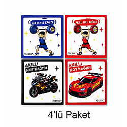 Arabalı ve Motorlu Mini Akıllı Not Kağıdı 100 Yaprak Yapışkanız Post-it - 4'lü Paket - 6