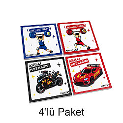 Arabalı ve Motorlu Mini Akıllı Not Kağıdı 50 Yaprak Yapışkanız Post-it - 4'lü Paket - Polabook