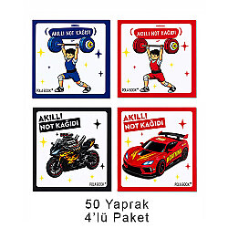 Arabalı ve Motorlu Mini Akıllı Not Kağıdı 50 Yaprak Yapışkanız Post-it - 4'lü Paket - Polabook