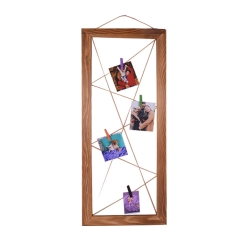 Asimetrik İpli Mandallı Ahşap Duvar Fotoğraf Çerçevesi 25x59 Cm - 2