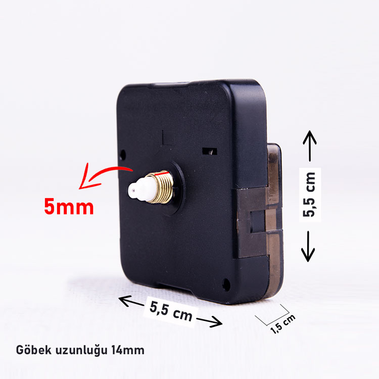 Askısız Akar (Sessiz) Saat Mekanizması 5 mm Shaft Uzunluğu - 1