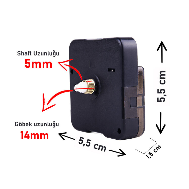 Askısız Akar (Sessiz) Saat Mekanizması 5 mm Shaft Uzunluğu - 1