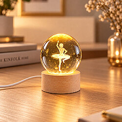Balerin Figürlü Led Işıklı Mini Cam Küre - Ahşap Standlı - NobbyStar (1)