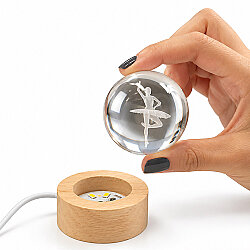 Balerin Figürlü Led Işıklı Mini Cam Küre - Ahşap Standlı - 4