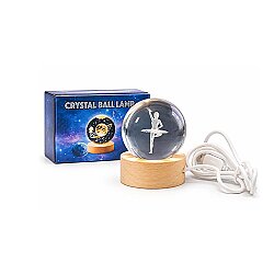 Balerin Figürlü Led Işıklı Mini Cam Küre - Ahşap Standlı - 6