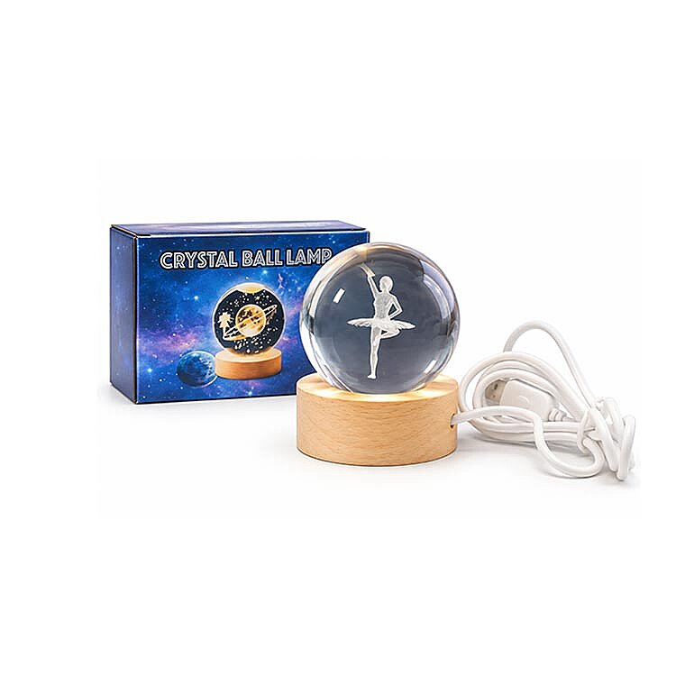 Balerin Figürlü Led Işıklı Mini Cam Küre - Ahşap Standlı - 6