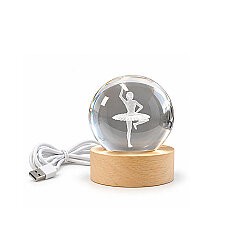 Balerin Figürlü Led Işıklı Mini Cam Küre - Ahşap Standlı - NobbyStar