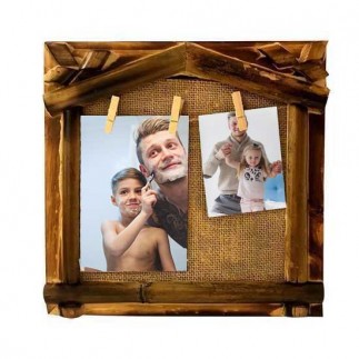 Bamboo Multiple Photo Frame with Straw String and Latch - Thumbnail