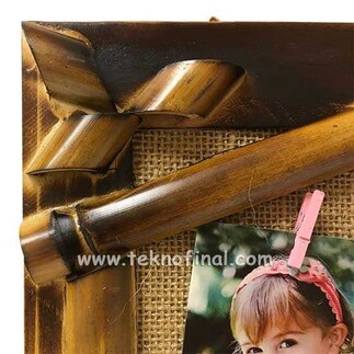 Bamboo Multiple Photo Frame with String and Latch 20x30 - Thumbnail