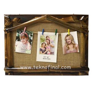 Bamboo Multiple Photo Frame with String and Latch 20x30 - Thumbnail