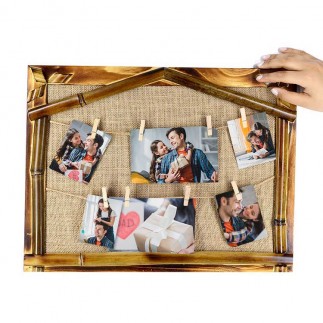 Bamboo Multiple Photo Frame with String and Latch 30x40 - Thumbnail