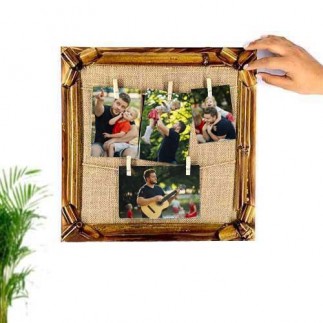 Bamboo Multiple Wall Photo Frame with String and Latch - Thumbnail