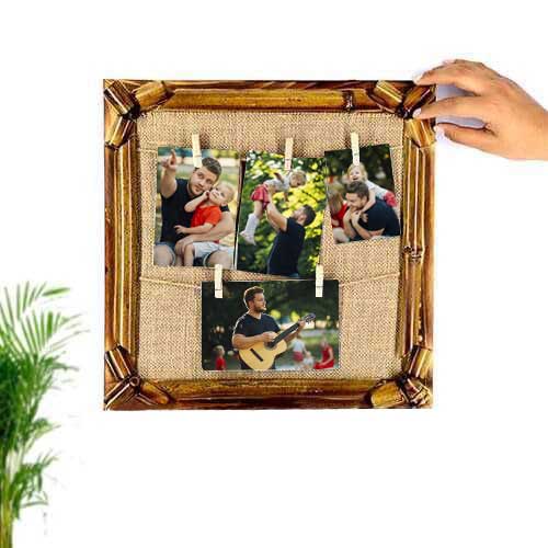 Bamboo Multiple Wall Photo Frame with String and Latch