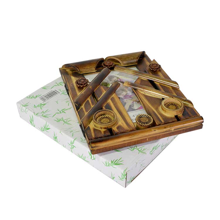 Bamboo Photo Frame with Flower-Patterned Window - 6