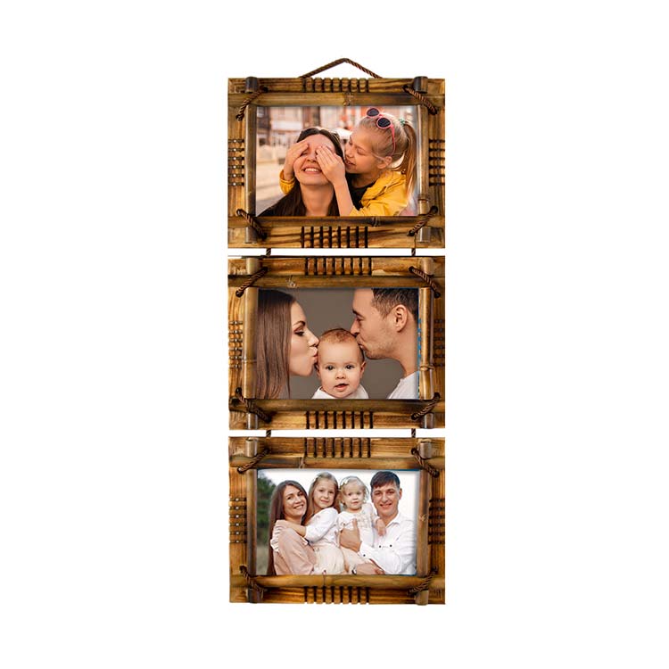 Bamboo Wall Hanging 15x20 Photo Frame Set of 3 - 4