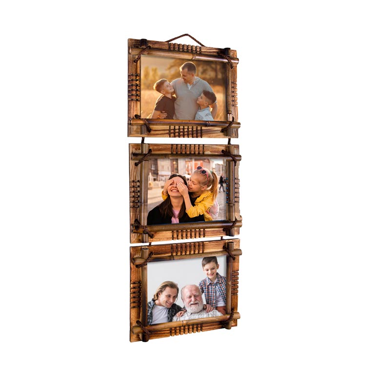 Bamboo Wall Hanging 15x20 Photo Frame Set of 3 - 1