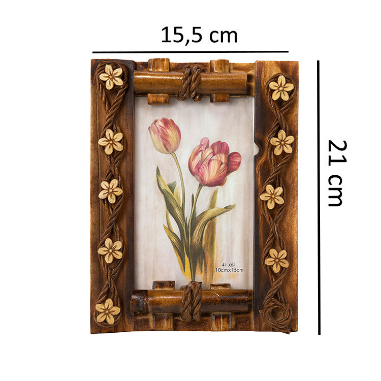 Bambu Çiçekli Fotoğraf Çerçevesi - 10x15cm - 2
