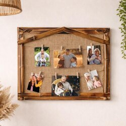 Bambu Hasır İpli Mandallı Duvar Fotoğraf Çerçevesi - 36x46cm - NobbyStar