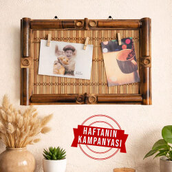 Bambu İpli Mandalı Renkli Duvar Fotoğraf Çerçevesi - 26x35cm - NobbyStar