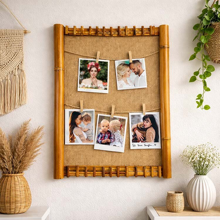 Bambu İpli Mandallı Fotoğraf Çerçevesi - 36x47cm - 1