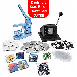 Başlangıç Kare Buton Rozet Baskı Seti - 50mm - Goldpix