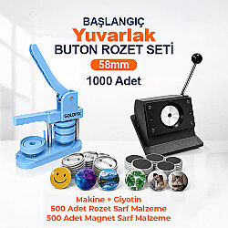 Başlangıç Yuvarlak Buton Rozet Baskı Seti 1000 Adet - 58mm - Goldpix