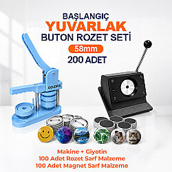 Başlangıç Yuvarlak Buton Rozet Baskı Seti 200 Adet - 58mm - Goldpix