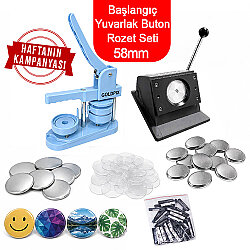 Başlangıç Yuvarlak Buton Rozet Baskı Seti - 58mm - Goldpix