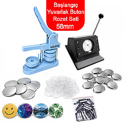 Başlangıç Yuvarlak Buton Rozet Baskı Seti - 58mm - Goldpix