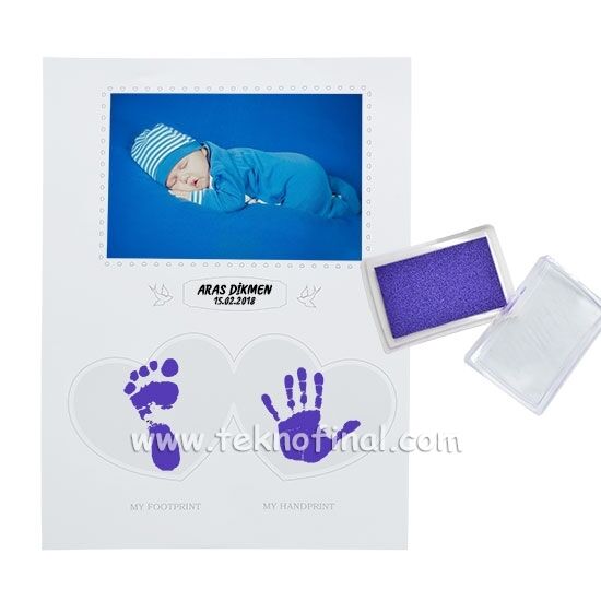 Pembe Yeni Doğan Bebek Anı Fotoğraf Çerçevesi 25x35cm - 2