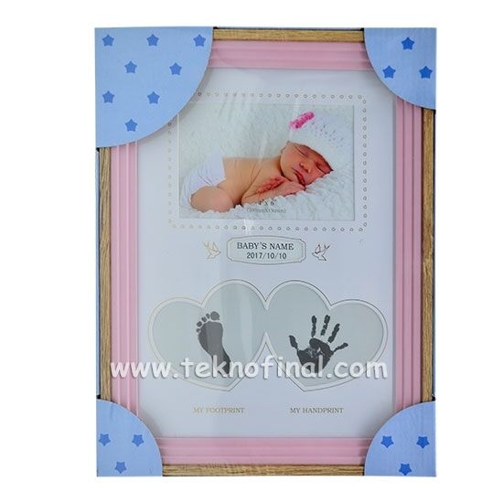 Pembe Yeni Doğan Bebek Anı Fotoğraf Çerçevesi 25x35cm - 1