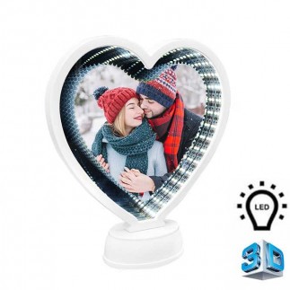 3d Beyaz Led Işıklı Aynalı Kalp Fotoğraf Çerçevesi - 1