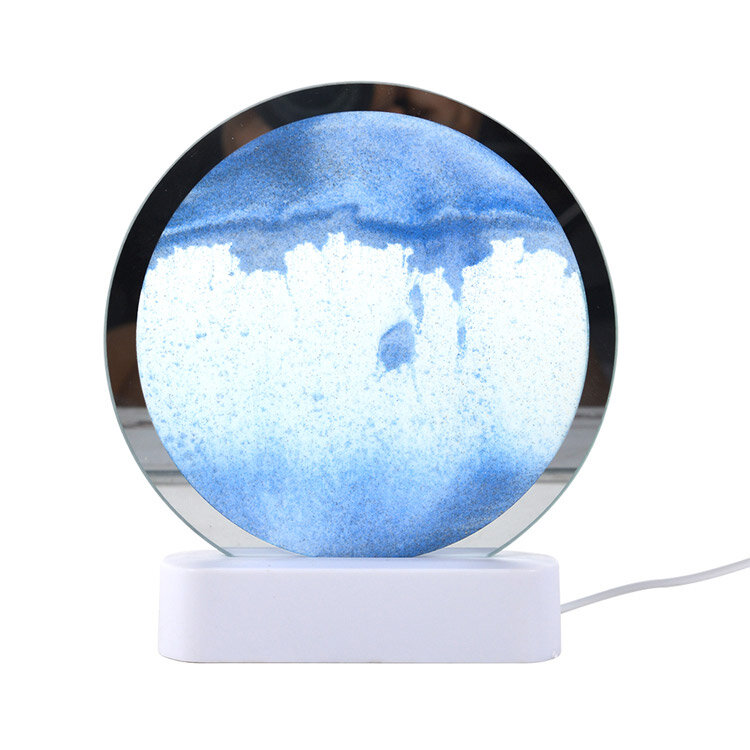 Beyaz Işıklı Dekoratif Sulu Yuvarlak Kum Saati - 9