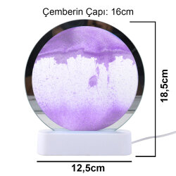 Beyaz Işıklı Dekoratif Sulu Yuvarlak Kum Saati - 3