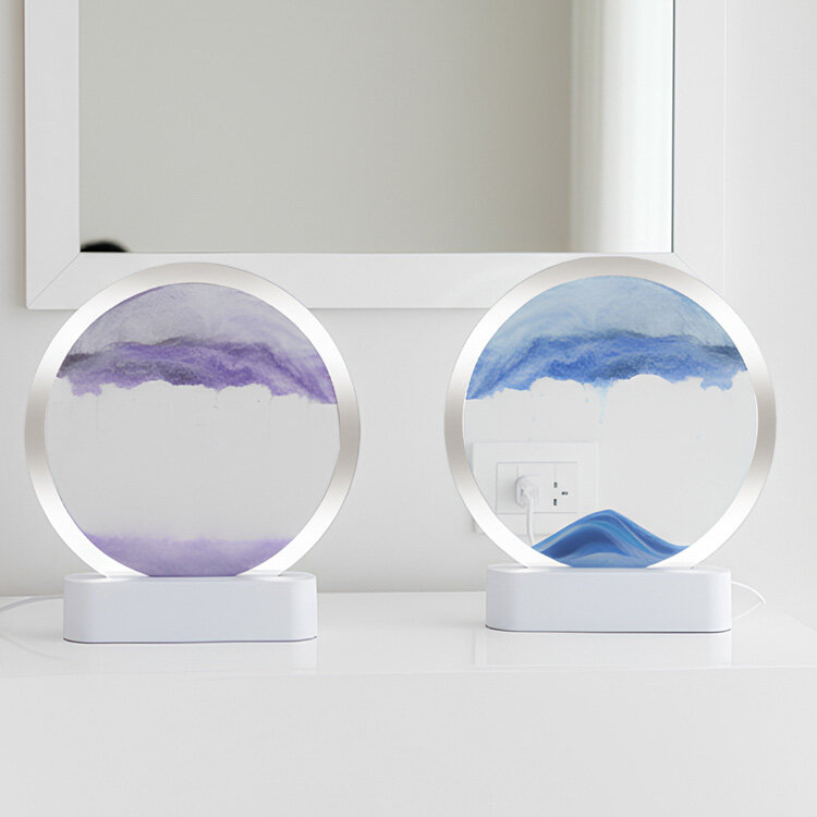 Beyaz Işıklı Dekoratif Sulu Yuvarlak Kum Saati - 1