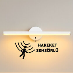 Beyaz Sensörlü Yapışkanlı Kablosuz Pilli Gün Işığı Led Aplik - NobbyStar