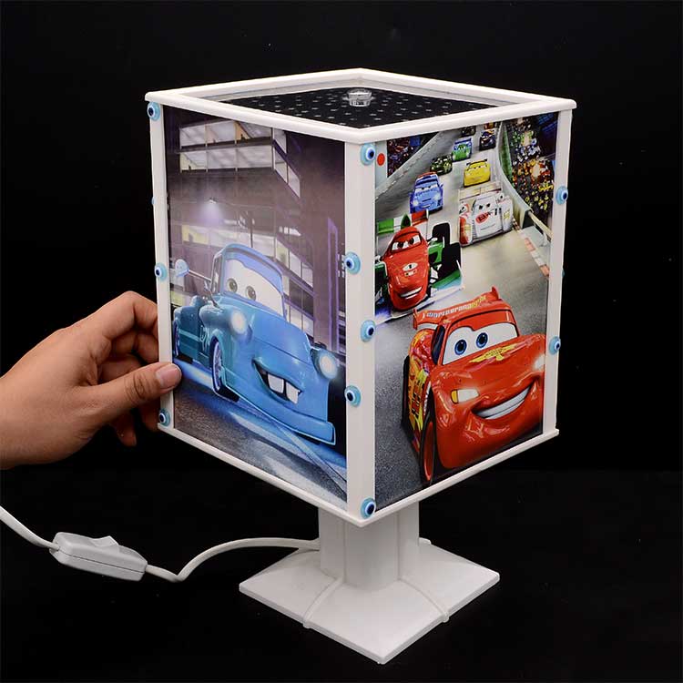 Blue Beaded Rotating Lampshade Photo Lamp - 1